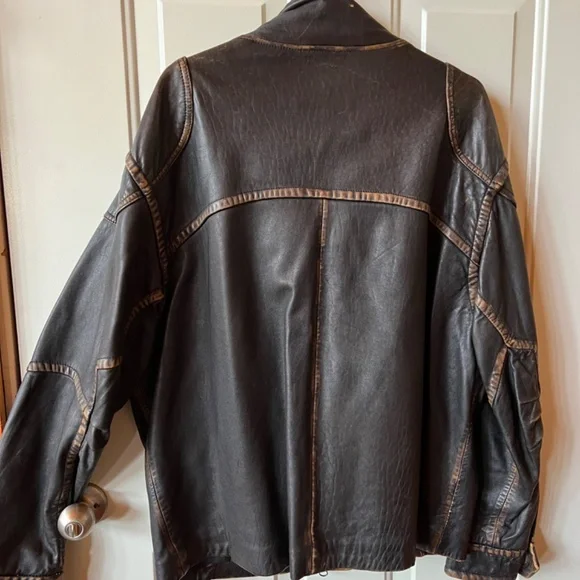Mens Territory Ahead Leather Motorcycle Jacket XXL
